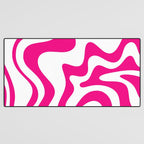 Retro Liquid Swirl Abstract Pattern in Y2K Hot Pink and White Desk Mat Gallery Image 3
