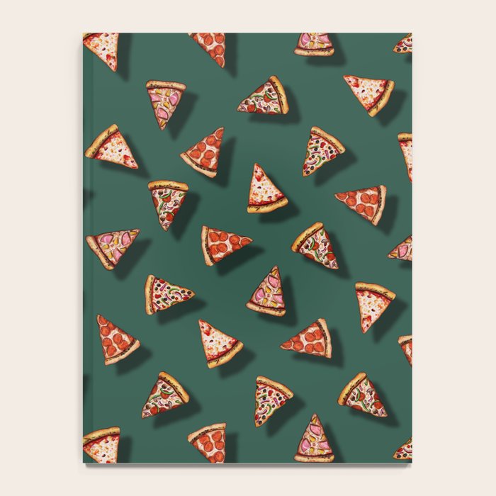 Pizza Party Pattern - Floating Pizza Slices on Teal Notebook Gallery Image 4