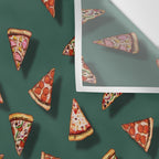 Pizza Party Pattern - Floating Pizza Slices on Teal Wall Tapestry Gallery Image 3