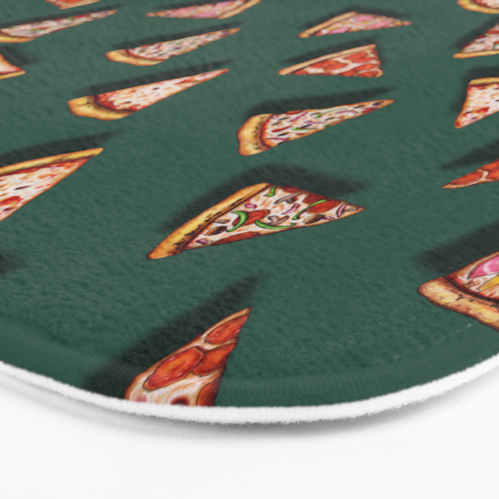 Pizza Party Pattern - Floating Pizza Slices on Teal Bath Mat Gallery Image 3