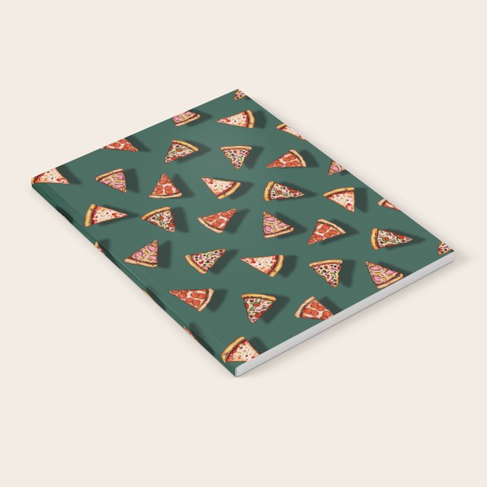Pizza Party Pattern - Floating Pizza Slices on Teal Notebook Gallery Image 2