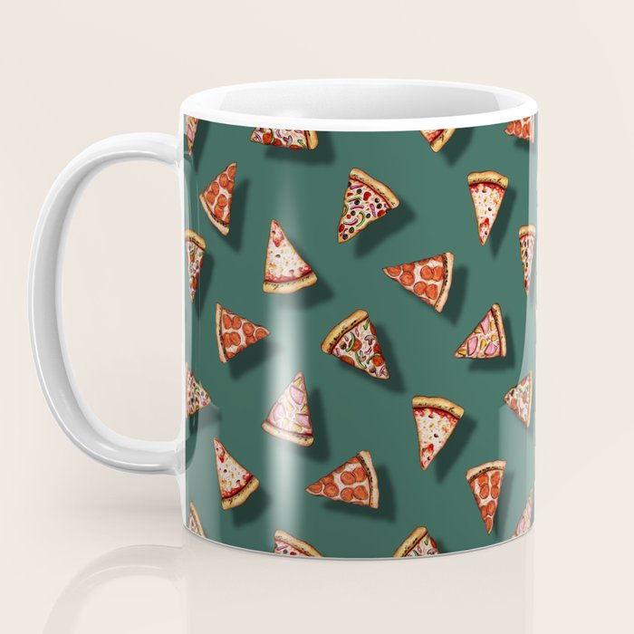 Pizza Party Pattern - Floating Pizza Slices on Teal Coffee Mug Gallery Image 3