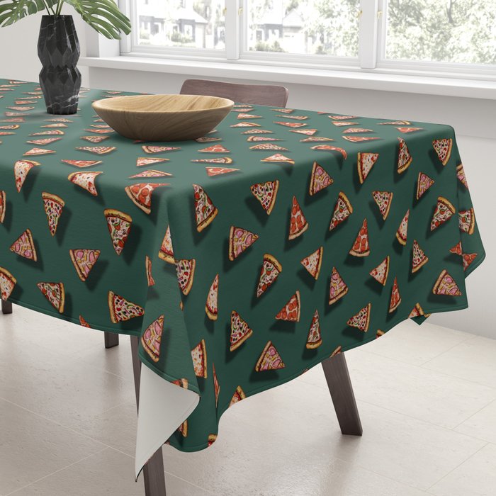 Pizza Party Pattern - Floating Pizza Slices on Teal Tablecloth Gallery Image 3