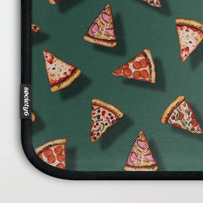 Pizza Party Pattern - Floating Pizza Slices on Teal Laptop Sleeve Gallery Image 3