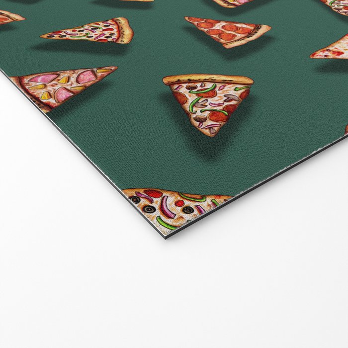Pizza Party Pattern - Floating Pizza Slices on Teal Welcome Mat Gallery Image 2