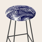 Modern blue white tropical palm trees pattern Stool Gallery Image 2