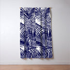 Modern blue white tropical palm trees pattern Window Curtain Gallery Image 3