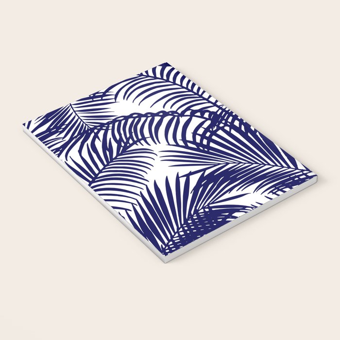 Modern blue white tropical palm trees pattern Notebook Gallery Image 3