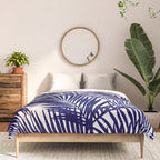 Modern blue white tropical palm trees pattern Comforter Gallery Image 3
