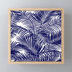 Modern blue white tropical palm trees pattern Mini Art Print Gallery Image 1