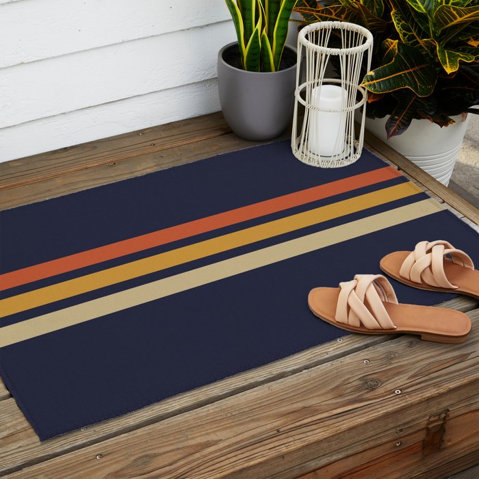 Vintage Retro Stripes Outdoor Rug Gallery Image 2