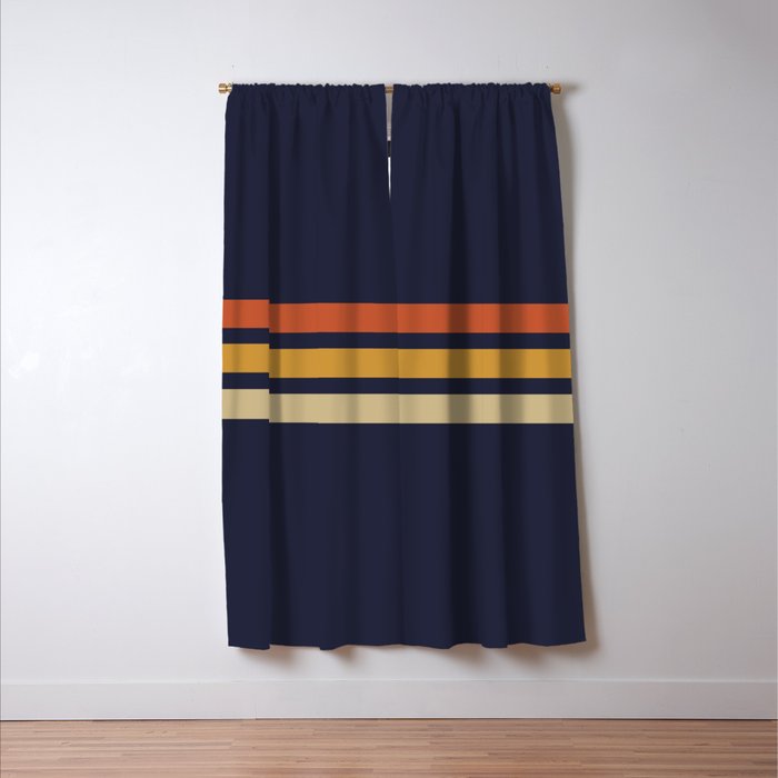 Vintage Retro Stripes Window Curtain Gallery Image 3
