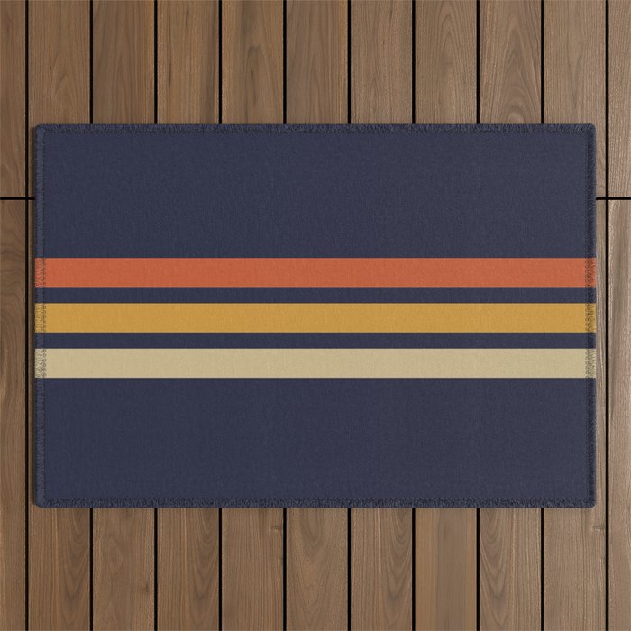 Vintage Retro Stripes Outdoor Rug Gallery Image 1