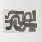 Black Ink Paint Brush Strokes Wiggles Mid Century Modern Rug Gallery Image 2