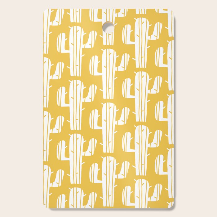 Mid Century Modern Desert Cactus Pattern 835 Yellow Cutting Board Gallery Image 1