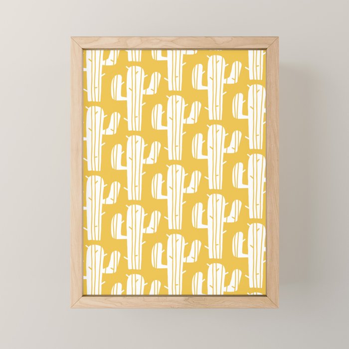 Mid Century Modern Desert Cactus Pattern 835 Yellow Mini Art Print Gallery Image 1