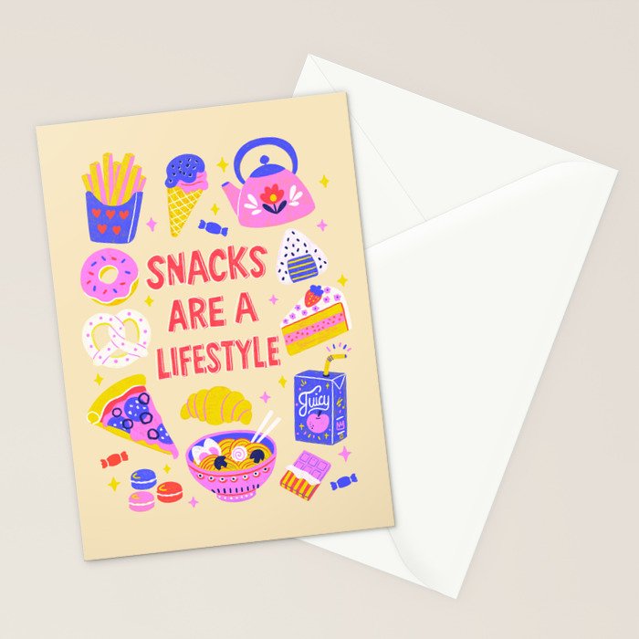Snacks Are a Lifestyle Food Illustration Light Version Stationery Card Gallery Image 2
