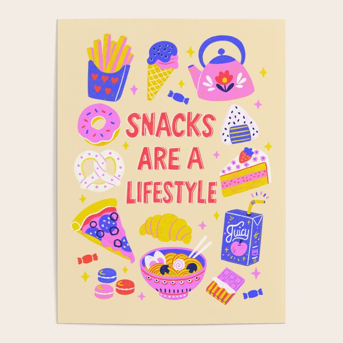 Snacks Are a Lifestyle Food Illustration Light Version Poster Gallery Image 1