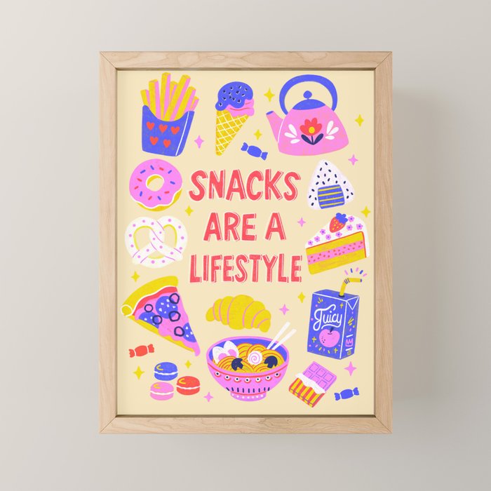 Snacks Are a Lifestyle Food Illustration Light Version Mini Art Print Gallery Image 1