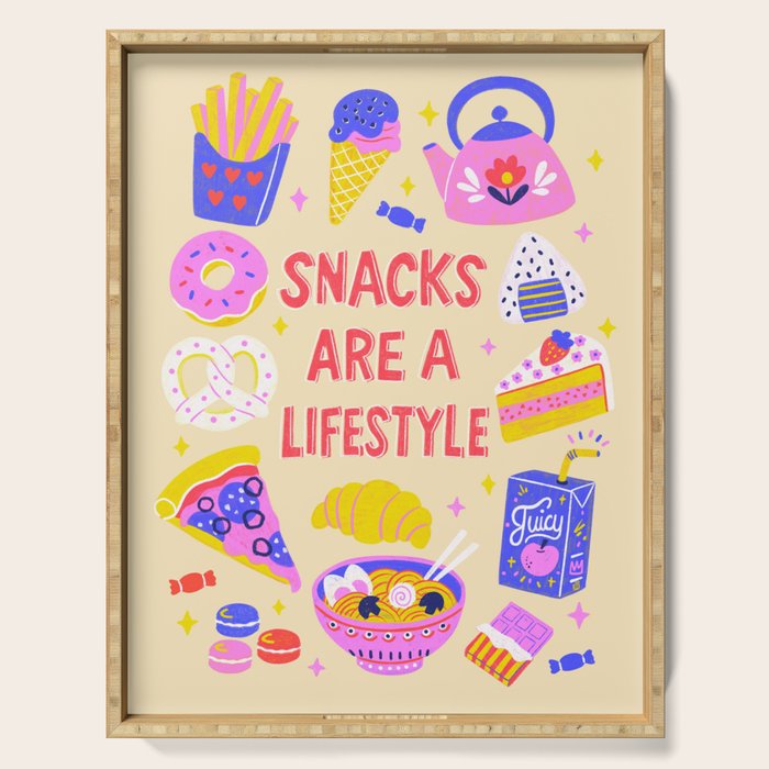 Snacks Are a Lifestyle Food Illustration Light Version Serving Tray Gallery Image 1