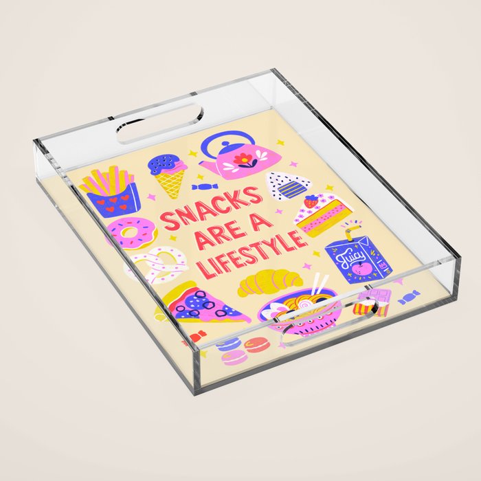 Snacks Are a Lifestyle Food Illustration Light Version Acrylic Tray Gallery Image 1