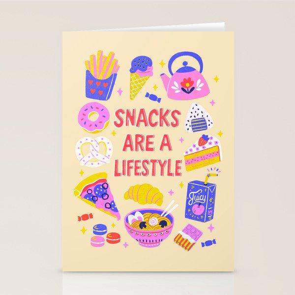 Snacks Are a Lifestyle Food Illustration Light Version Stationery Card Gallery Image 1