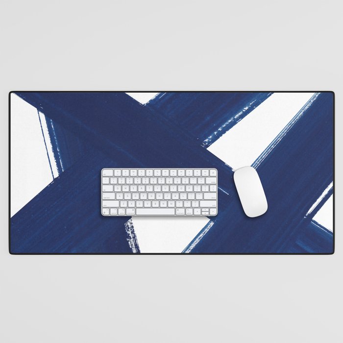Indigo Abstract Brush Strokes | No. 3 Desk Mat Gallery Image 1