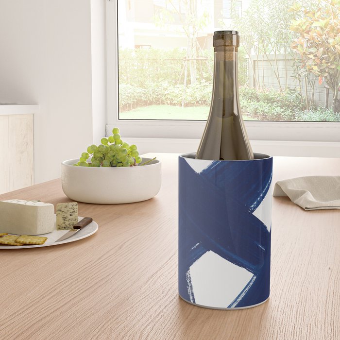 Indigo Abstract Brush Strokes | No. 3 Wine Chiller Gallery Image 4
