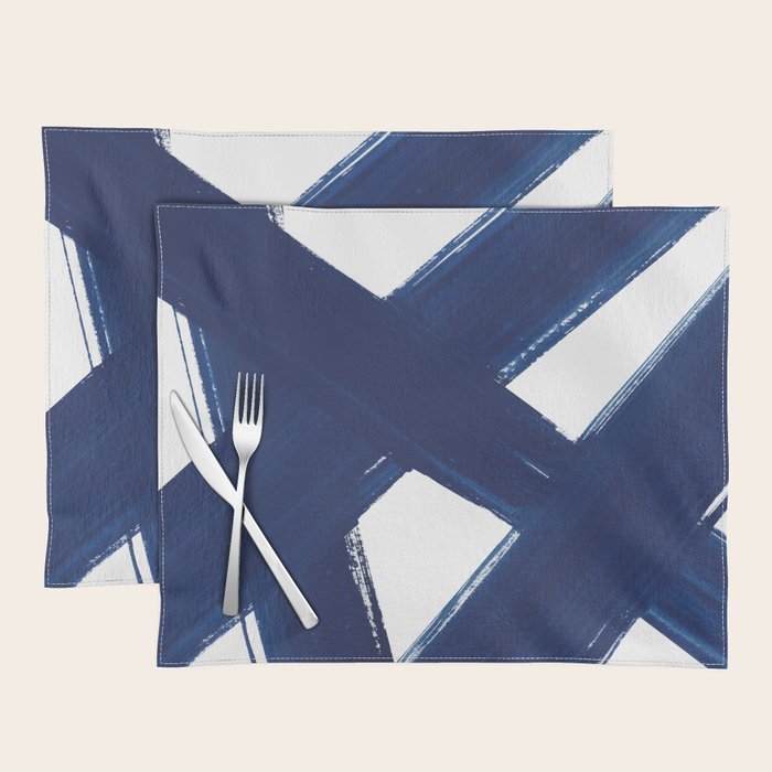 Indigo Abstract Brush Strokes | No. 3 Placemat Gallery Image 1
