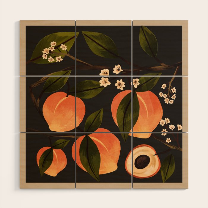 Peaches Botanical Art 1 Wood Wall Art Gallery Image 1