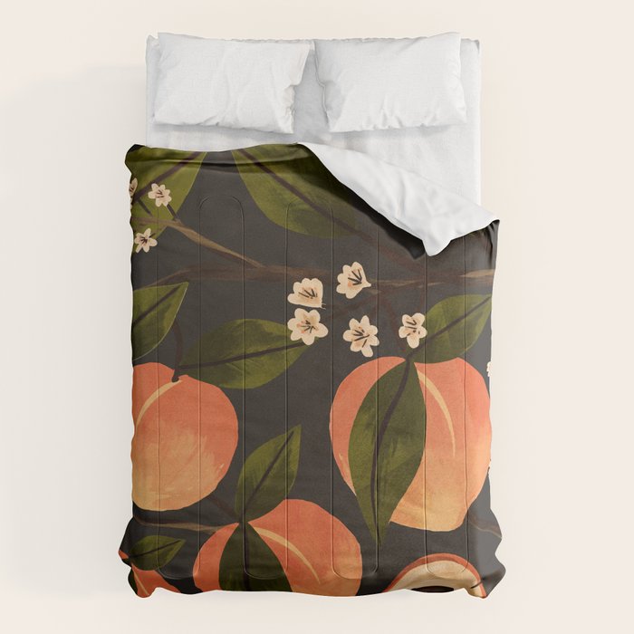 Peaches Botanical Art 1 Comforter Gallery Image 1