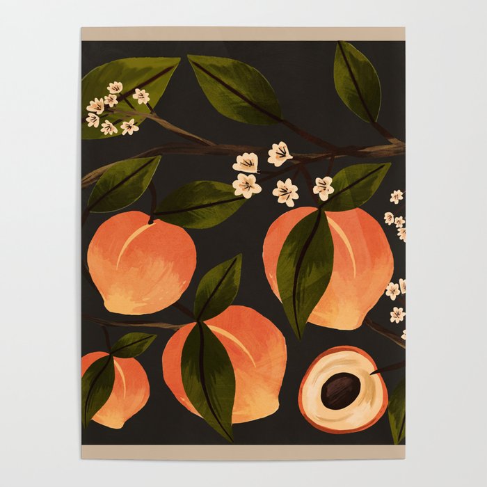 Peaches Botanical Art 1 Poster Gallery Image 1