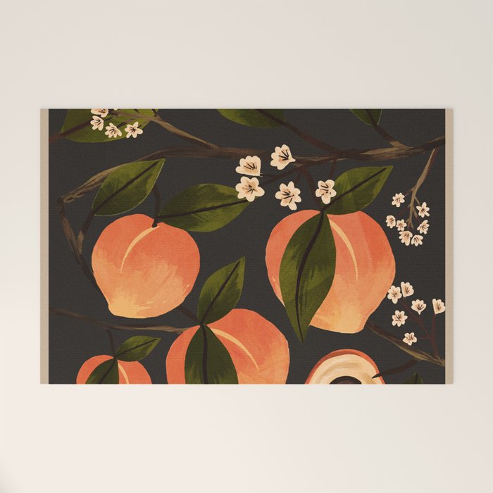 Peaches Botanical Art 1 Welcome Mat Gallery Image 1