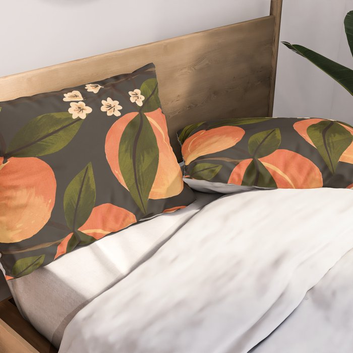Peaches Botanical Art 1 Pillow Sham Gallery Image 2