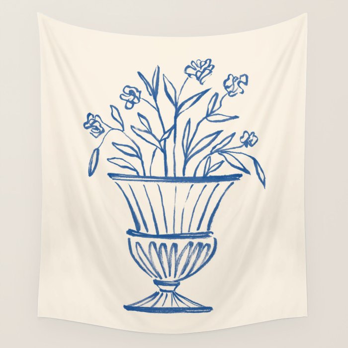Garden Pot Antique Vase - Blue Wall Tapestry Gallery Image 4