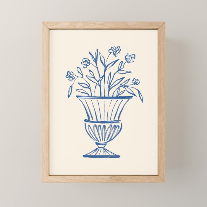 Garden Pot Antique Vase - Blue Mini Art Print Gallery Image 1