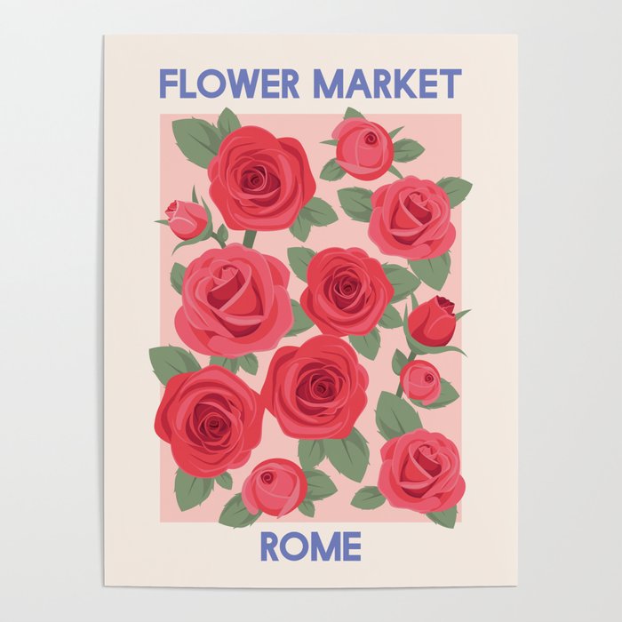 Flower Market Rome Roses Poster Gallery Image 1