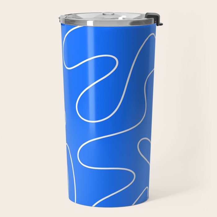 Bold Blue Squiggle Abstract Pattern Travel Mug Gallery Image 2