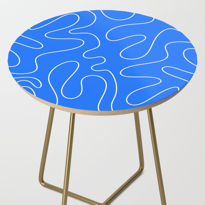 Bold Blue Squiggle Abstract Pattern Side Table Gallery Image 2