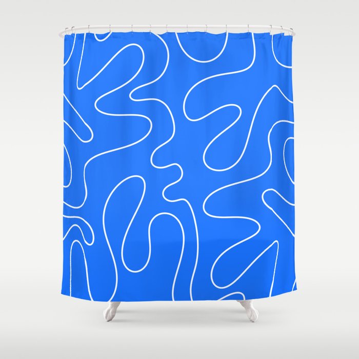 Bold Blue Squiggle Abstract Pattern Shower Curtain Gallery Image 1