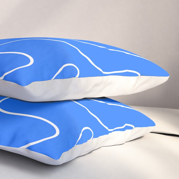Bold Blue Squiggle Abstract Pattern Pillow Sham Gallery Image 3