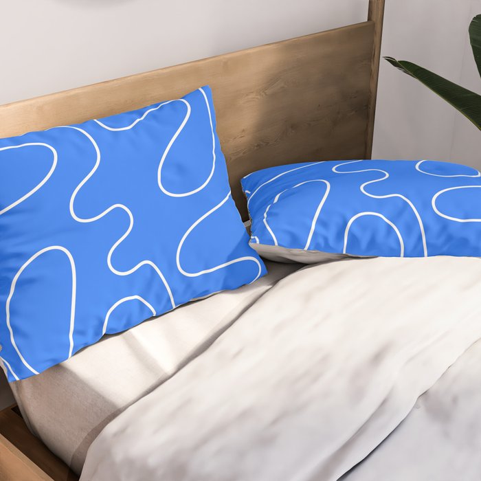Bold Blue Squiggle Abstract Pattern Pillow Sham Gallery Image 2