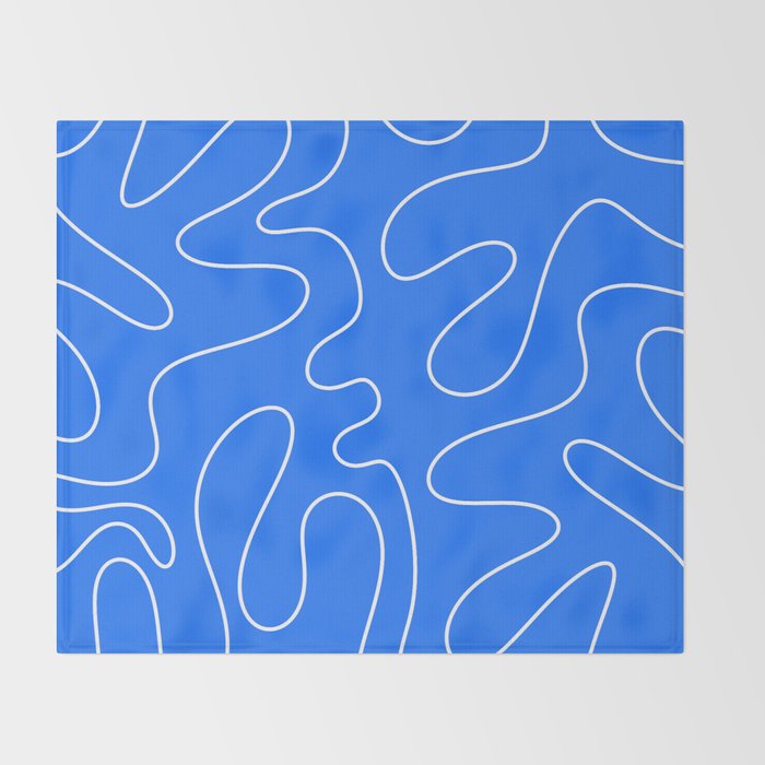 Bold Blue Squiggle Abstract Pattern Throw Blanket Gallery Image 2