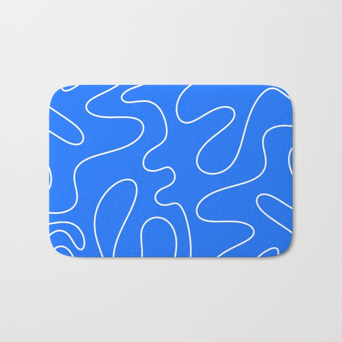 Bold Blue Squiggle Abstract Pattern Bath Mat Gallery Image 1