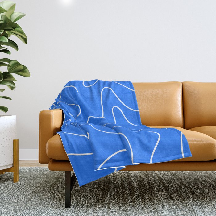 Bold Blue Squiggle Abstract Pattern Throw Blanket Gallery Image 1