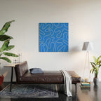 Bold Blue Squiggle Abstract Pattern Wood Wall Art Gallery Image 2