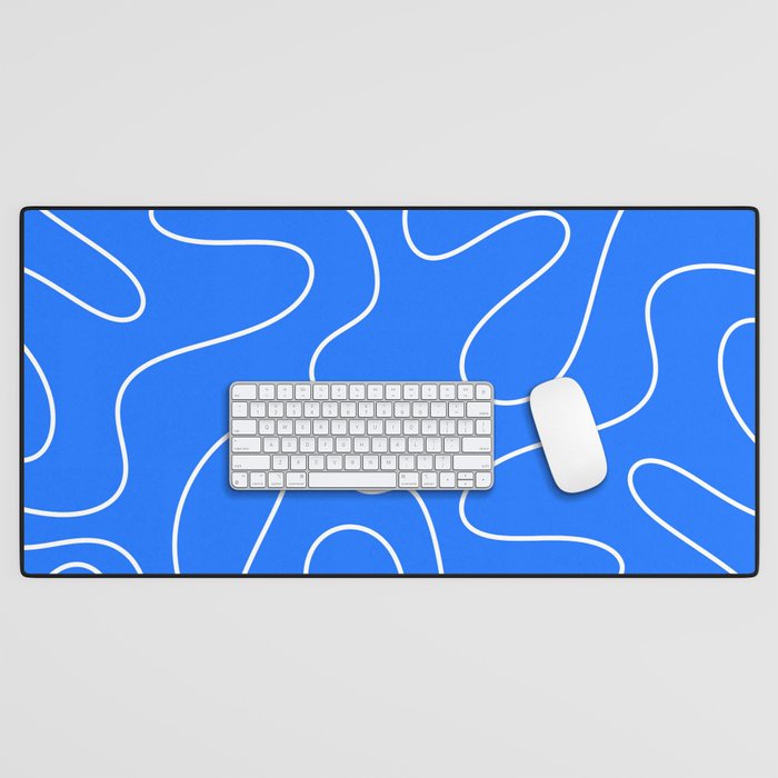 Bold Blue Squiggle Abstract Pattern Desk Mat Gallery Image 1
