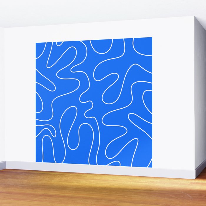 Bold Blue Squiggle Abstract Pattern Wall Mural Gallery Image 2