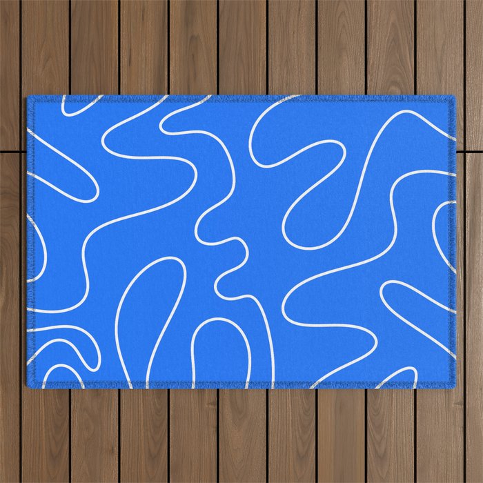 Bold Blue Squiggle Abstract Pattern Outdoor Rug Gallery Image 1