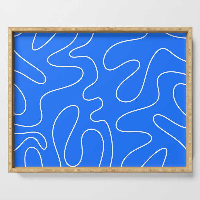 Bold Blue Squiggle Abstract Pattern Serving Tray Gallery Image 1